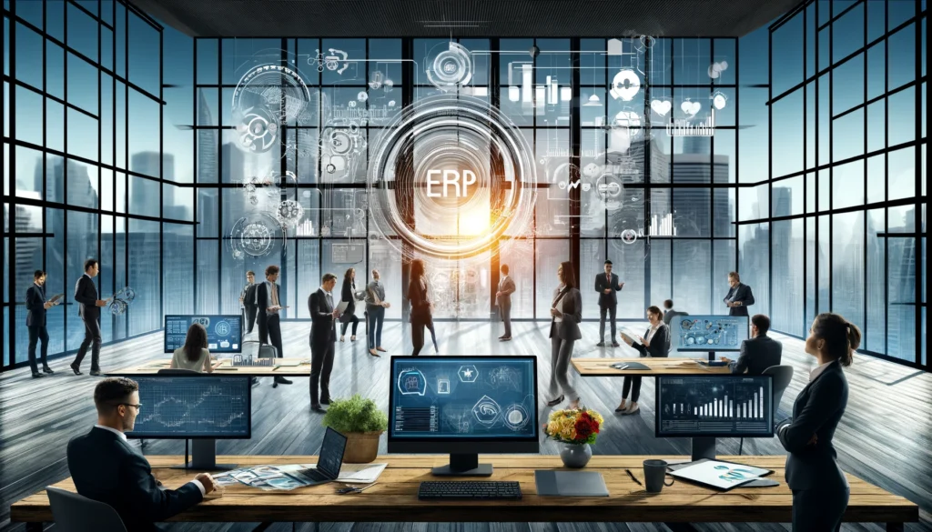 Podcasts DALL·E 2024 08 07 11.37.54 A modern office setting with a team of professionals working together harmoniously surrounded by digital interfaces and charts representing various b 1024x585 - Podcasts