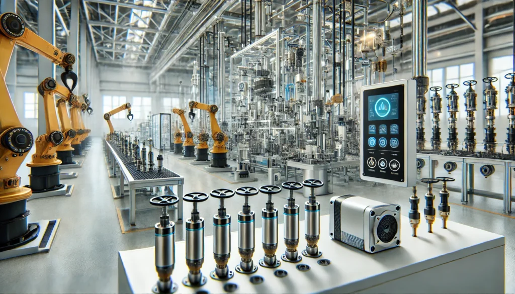 DALL&middot;E 2024 10 22 21.52.12 A modern factory setting featuring pneumatic automation systems in action. The scene shows valves sensors and pneumatic cylinders integrated into an 1024x585 - Podcasts