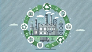 DALL·E 2024 11 02 22.16.18 A clean professional illustration showing the concept of circular economy in an industrial context. Depict a factory surrounded by circular arrows r 300x171 - Usuario